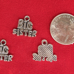 BULK! 15pc &quot;Big sister&quot; charms in antique silver style (BC1338B)