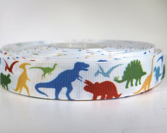 5 yards of 7/8 inch "dinosaur" grosgrain ribbon