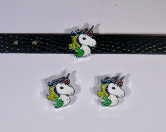 8pc "unicorn" 8mm slide charms in antique style silver (BC1637)