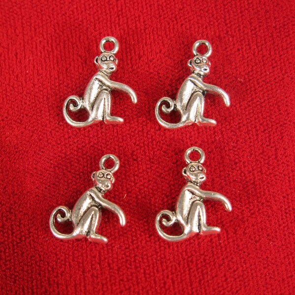 10pc "monkey" charms in antique silver style (BC545)