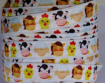 3 yards of FOE 5/8 inch "farm animal" fold-over elastic ribbon