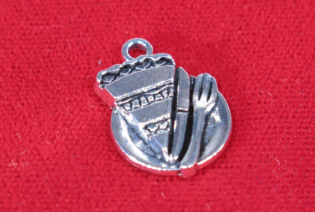 10pc food Plate Charms in Antique Silver Style Etsy
