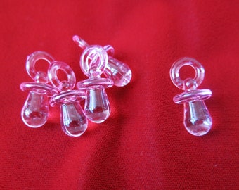 10pc "pacifier" charm in pink acrylic crystal (BC44)