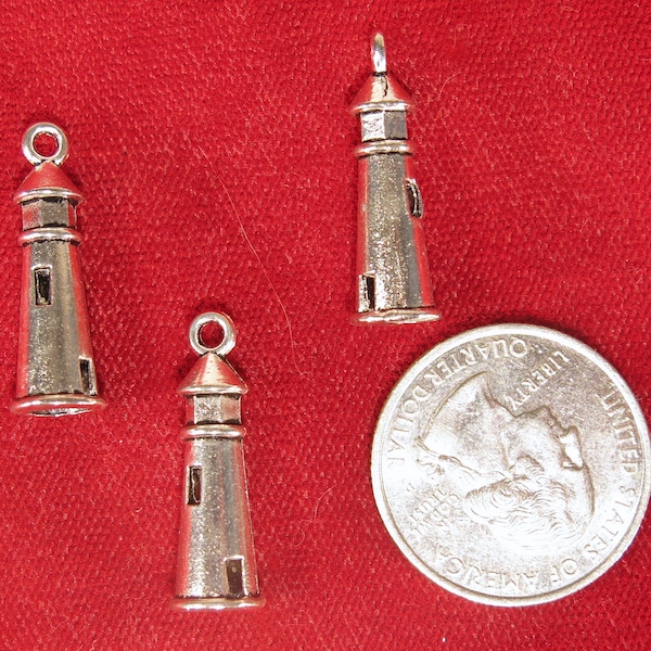 10pc "lighthouse" charms in antique silver style (BC1423)