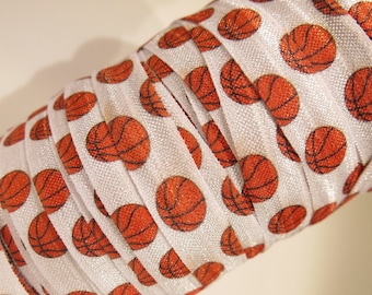 3 yards of FOE 5/8 inch "Basketball" fold-over elastic ribbon
