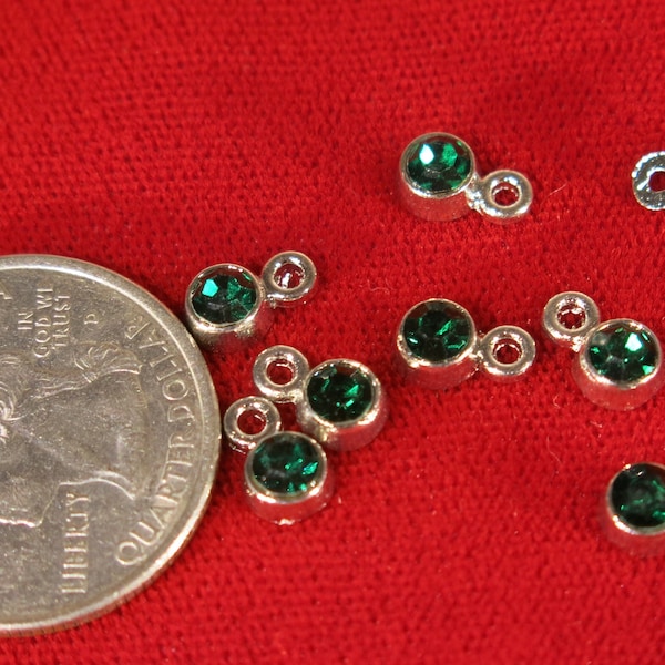 BULK! 50pc 5mm "green emerald" color charms in antique silver style (BC1116B)