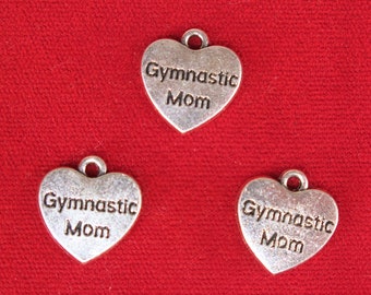 BULK! 15pc "Gymnastic mom" charms in silver style (BC1175B)