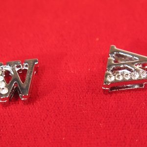 BULK! 30pc &quot;letter W&quot; 8mm slide charms in antique style silver (BC1375-W)