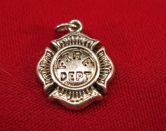 3pc "fire dept" charms in antique silver style (BC631)
