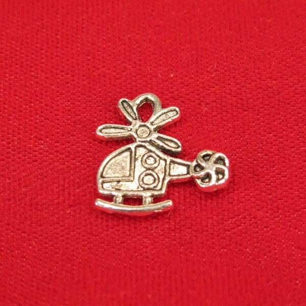 10pc "helicopter" charms in antique silver style (BC600)