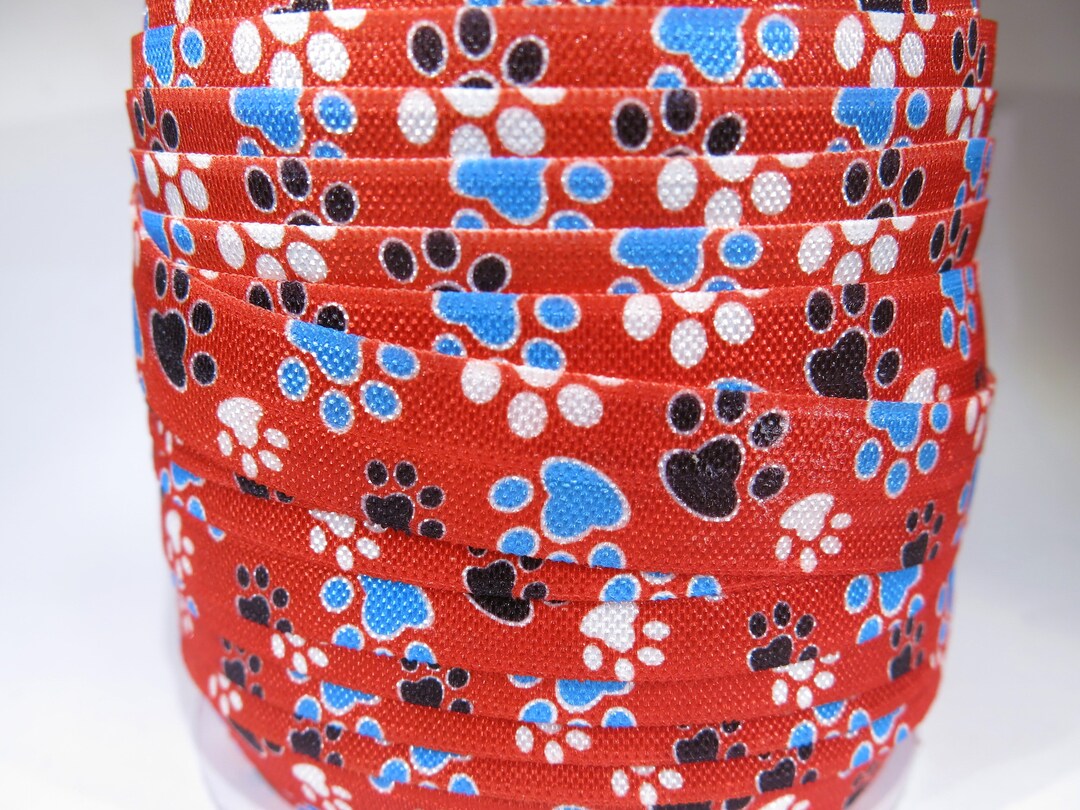 3 Yards of FOE 5/8 Inch dog Paws Foldover Elastic Ribbon Etsy