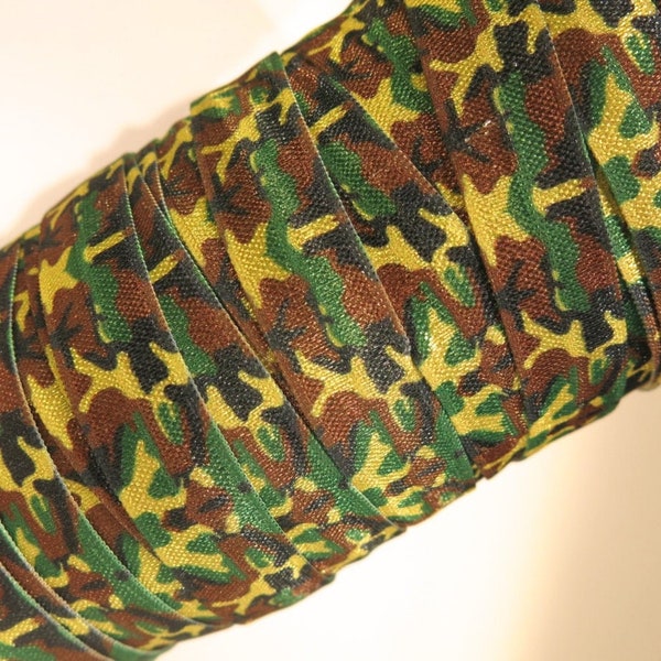 3 yards of FOE 5/8 inch "camouflage" fold-over elastic ribbon