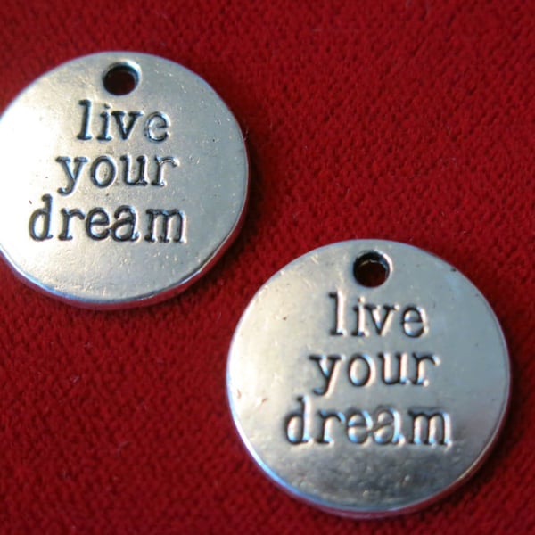 10pc "live your dream" charms in antique silver style (BC474)