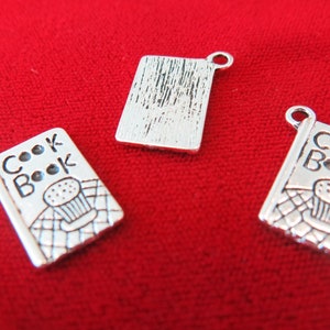 8pc "cook book" charms in antique silver (BC250)