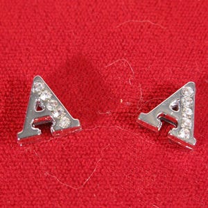 BULK! 30pc &quot;letter A&quot; 8mm slide charms in antique style silver (BC1375-A)