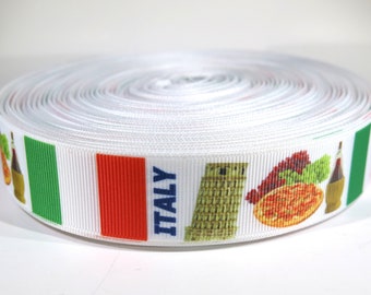 5 yards of 1 inch "Italy" grosgrain ribbon