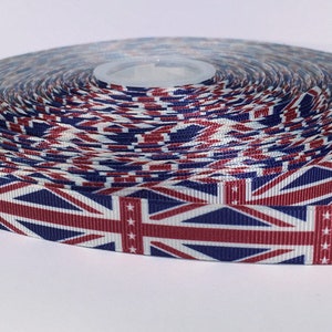 5 yards of 3/8 inch "british flag" grosgrain ribbon