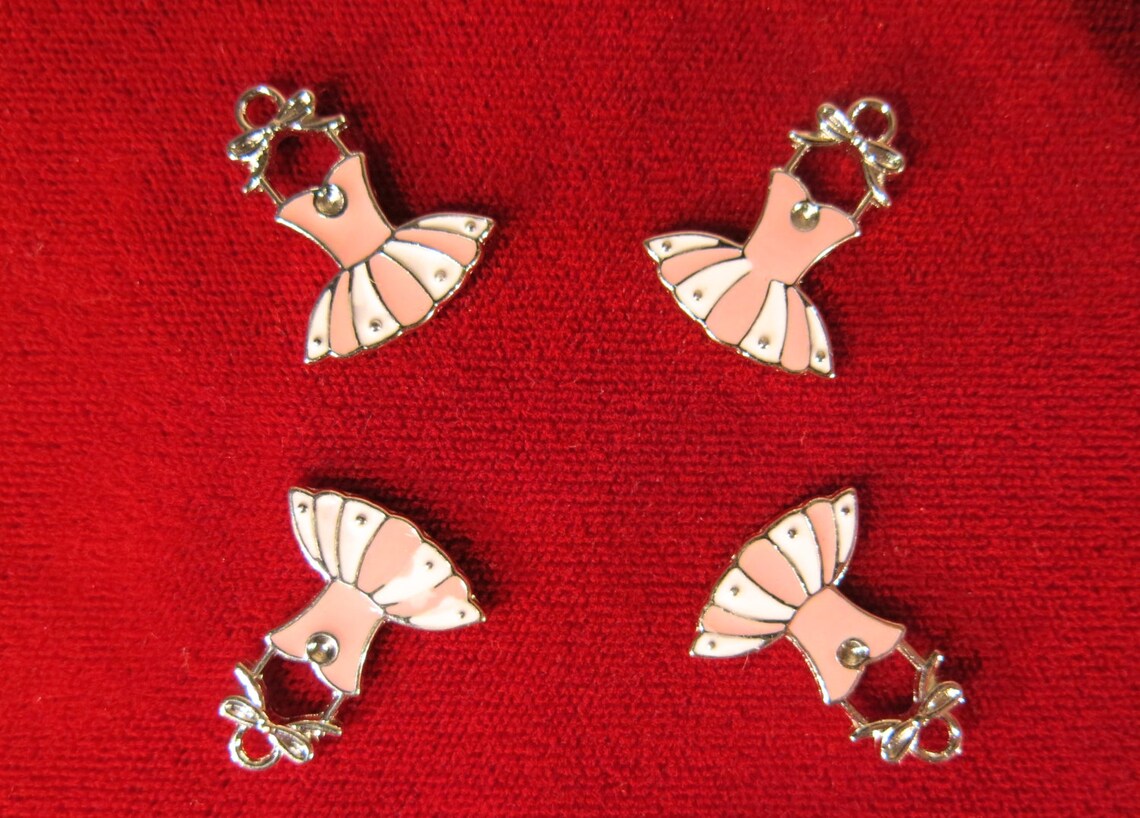 BULK 15pc pink Dress Charms in Silver Style Etsy