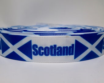 5 yards of 7/8 inch "Scotland flag" grosgrain ribbon