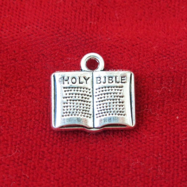 BULK! 30pc "Holy bible" charms in antique silver (BC828B)