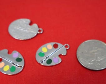 5pc "paint pallet" charm silver plated (BC789)