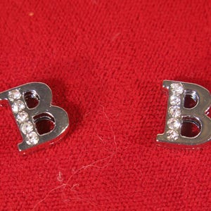 BULK! 30pc &quot;letter B&quot; 8mm slide charms in antique style silver (BC1375-B)