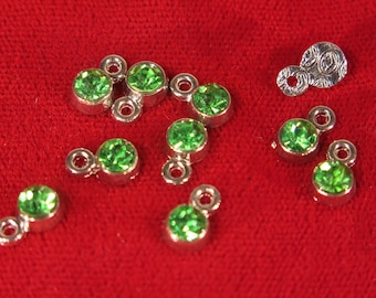 BULK! 50pc 5mm "green Peridot" color charms in antique silver style (BC1108B)