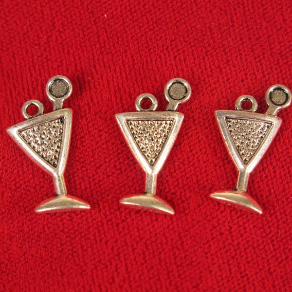 10pc "cocktail glass" charms in antique silver style (BC552)