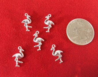 10pc "flamingo" charms in silver style (BC1557)
