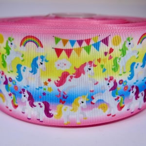 5 yards of 2 inch &quot;unicorn&quot; grosgrain ribbon
