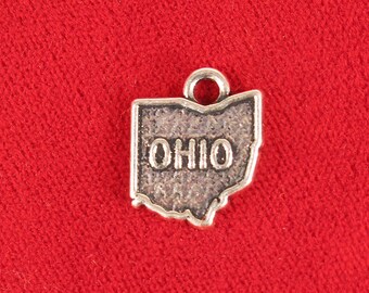 5pc "Ohio" charms in antique silver style (BC1036)