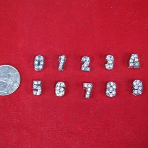 10pc &quot;numbers&quot; 8mm slide charms in antique style silver (BC1369)