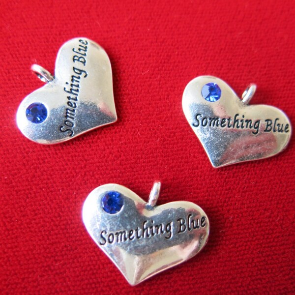 5pc "Something blue" charms in antique silver style (BC234)