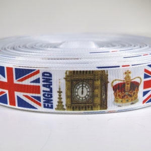 5 yards of 1 inch "England" grosgrain ribbon