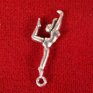 10pc &quot;gymnast&quot; charms in antique silver (BC238)