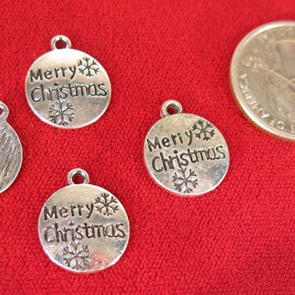 BULK! 15pc "Merry christmas" charms in antique silver style (BC1572B)