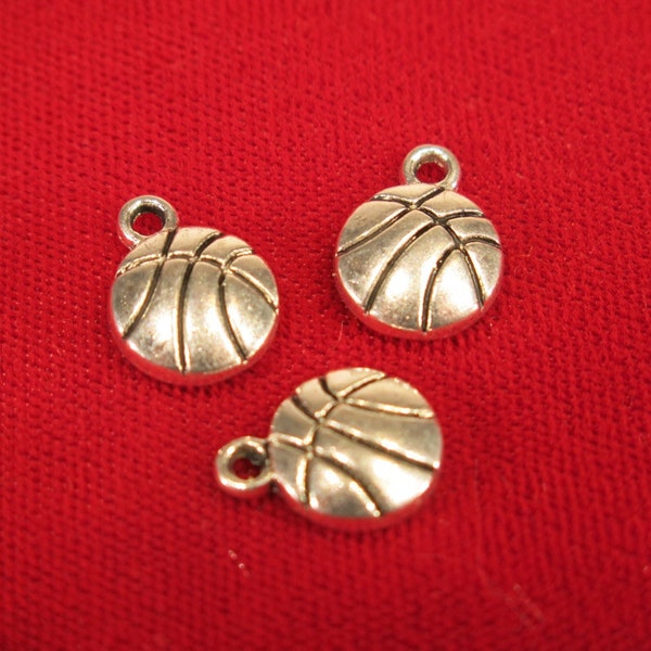 10pc "Basketball" charms in antique silver style (BC618)