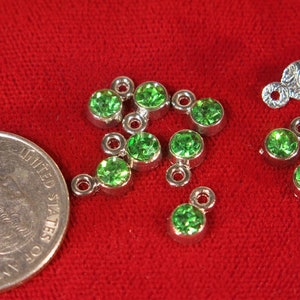 BULK 50pc 5mm green Peridot color charms in antique silver style BC1108B image 2