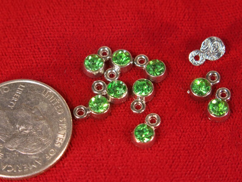 BULK 50pc 5mm green Peridot color charms in antique silver style BC1108B image 2