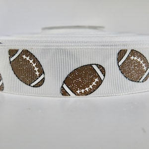 5 yards of 7/8 inch glitter &quot;football&quot; grosgrain ribbon