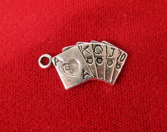 BULK! 30pc "poker cards" charms in antique silver (BC233B)