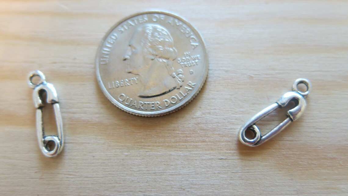BULK 30pc safety Pin Charms in Antique Silver Etsy