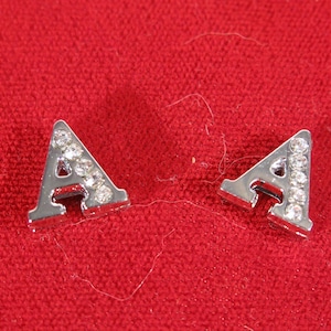 10pc &quot;letter A&quot; 8mm slide charms in antique style silver (BC1375-A)