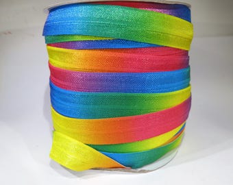 3 yards of FOE 5/8 inch "rainbow" fold-over elastic ribbon