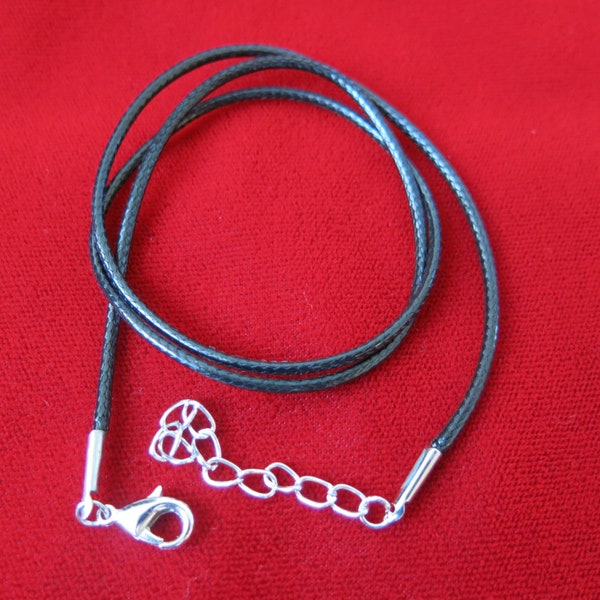 BULK! 20pc 18 inch black lobster clasp waxen cord necklaces (JC16)