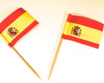 50pc "Spain flag" tooth pick / cake topper (D45)