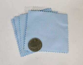 10 Jewelry polishing cloth, light blue, for sterling silver, antique silver, anti-tarnish (JC151)