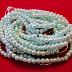 200pc "turquoise" imitation pearl spacer bead string (BC1188)