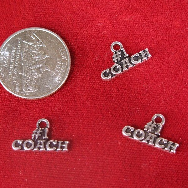 5pc "# 1 Coach" charms in silver style (BC453)