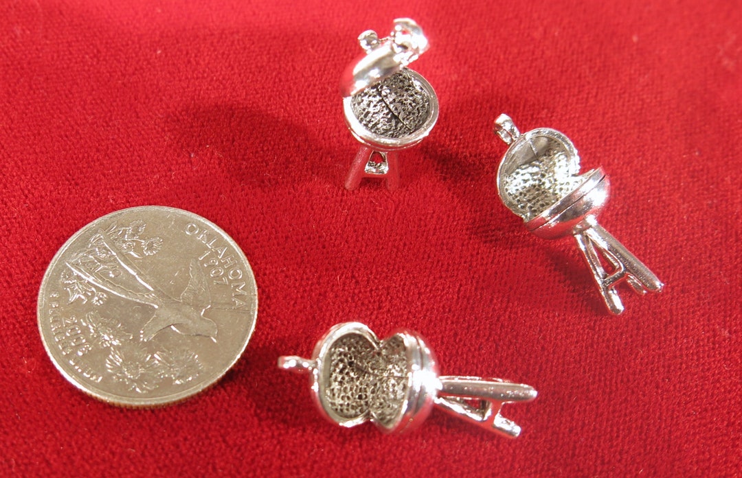 5pc bbq Grill Charms in Antique Silver Style Etsy